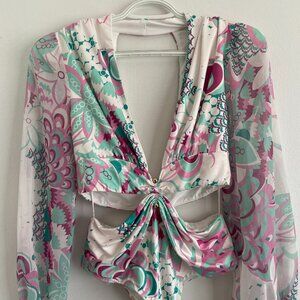 White/pink/purple/turquoise BODY SUIT